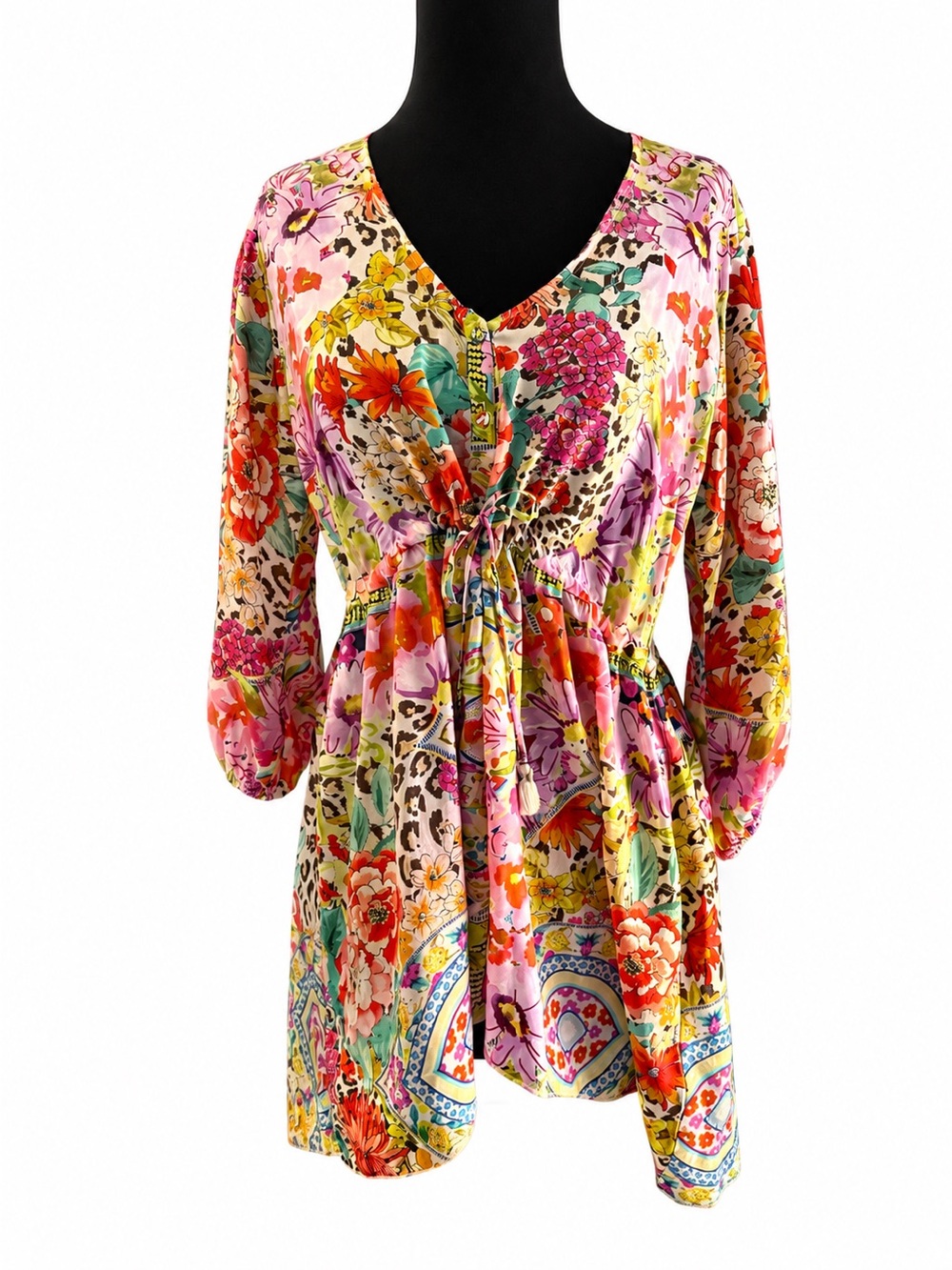 Johnny Was Girls Multicolor Floral & Leopard Print XS